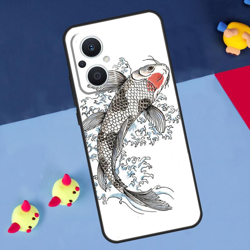 Koi Carp Fish Painting For OPPO Reno 12F 13F 14F 11F 10 11 12 13 14 Pro 8T 7 8 Lite OPPO Find X9 X8 X6 X5 Pro Case