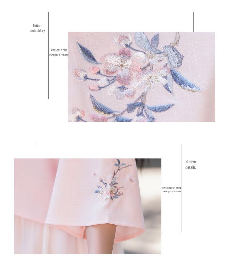Costum Tang Retro Chinezesc Brodat și Set Top Cheongsam Inspirat de Hanfu pentru Femei