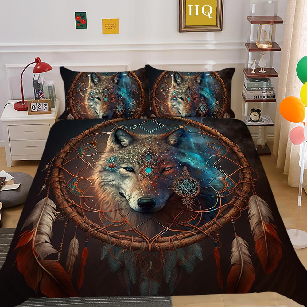 Wolf Printed Home Bedclothes King Size Microfiber Bedding Set Cover Man Soft High Quality Home Textiles