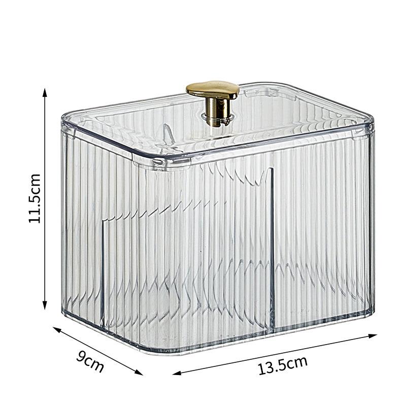Acrylic Cosmetic Storage Boxes, Cotton Swabs, Makeup Pads, Desktop Storage Boxes with Lids, Transparent Divider Storage Boxes