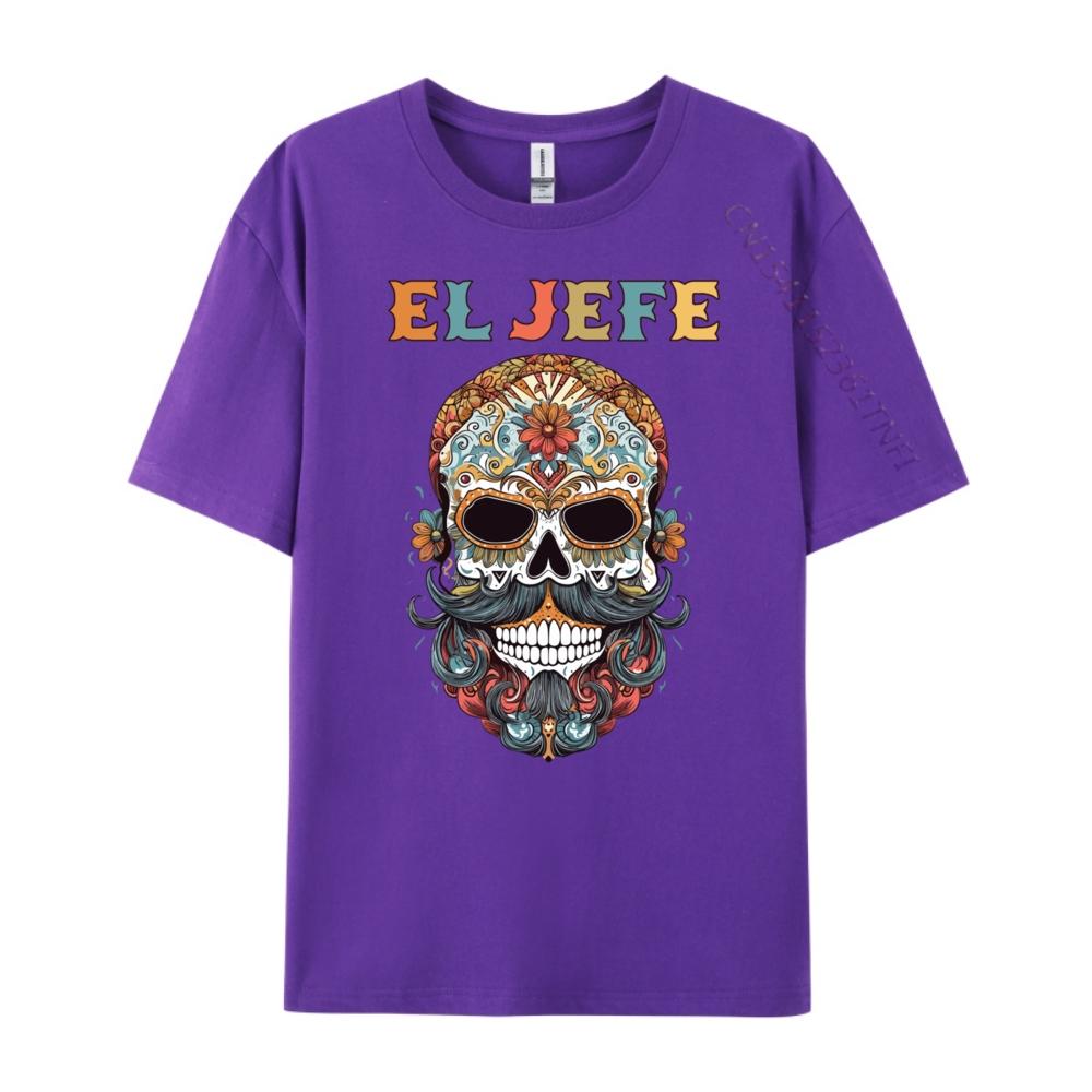 El Jefe Skull Mexican Spanish Dia De Los Muertos T Shirts For Men Women Men Clothes Thanksgiving Casual