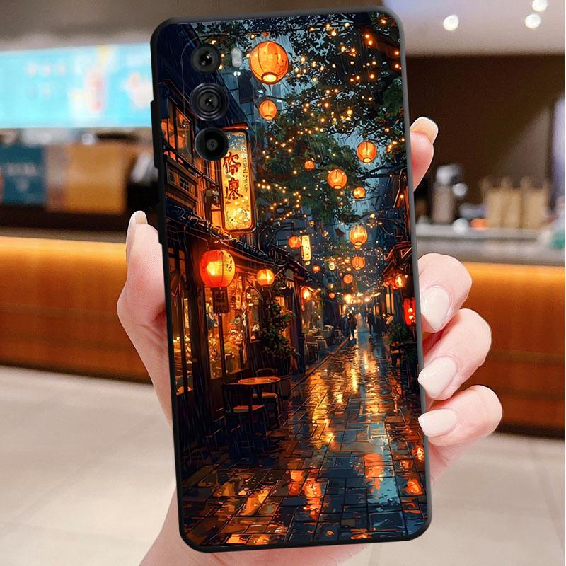 Japan Anime Street View Landscape Phone Case For Motorola Edge 60 50 40 Pro 60 50 40 30 Ultra Neo Fusion Moto G Play G Stylus G