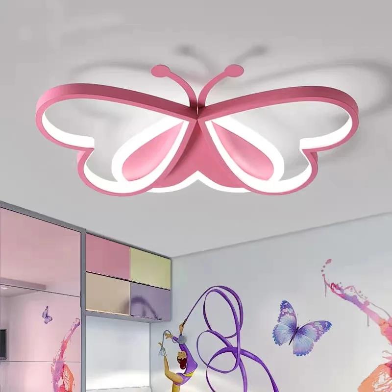 

Children s lamp Pink butterfly ceiling lights girl boy s room LED ceiling lamp living room kindergarten decor Light fixture Warm White&50CM красный