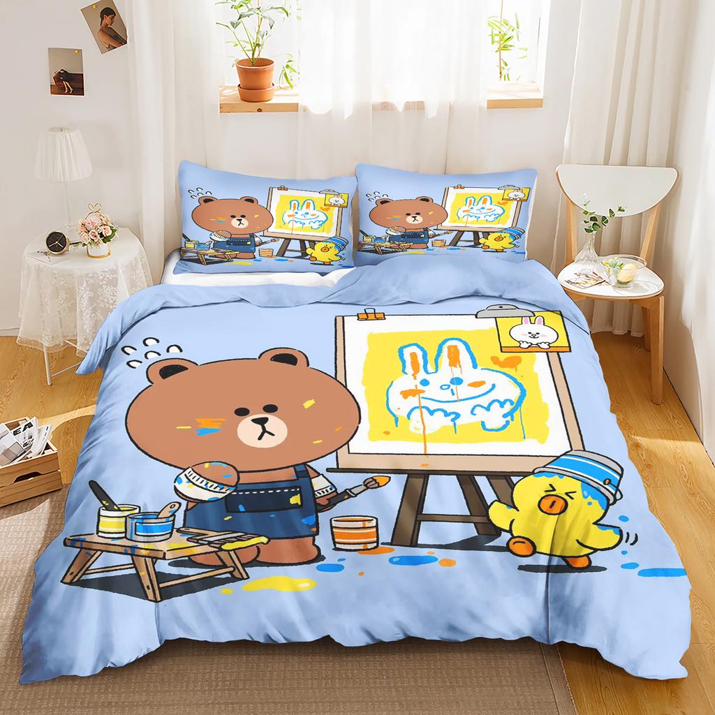 LINEFRIENDS Anime Σπίτι Υπνοδωμάτιο Άνεση Σκανδιναβικό πολυεστερικό υλικό κατάλληλο για παιδιά και ενήλικες Σετ 3 τεμαχίων