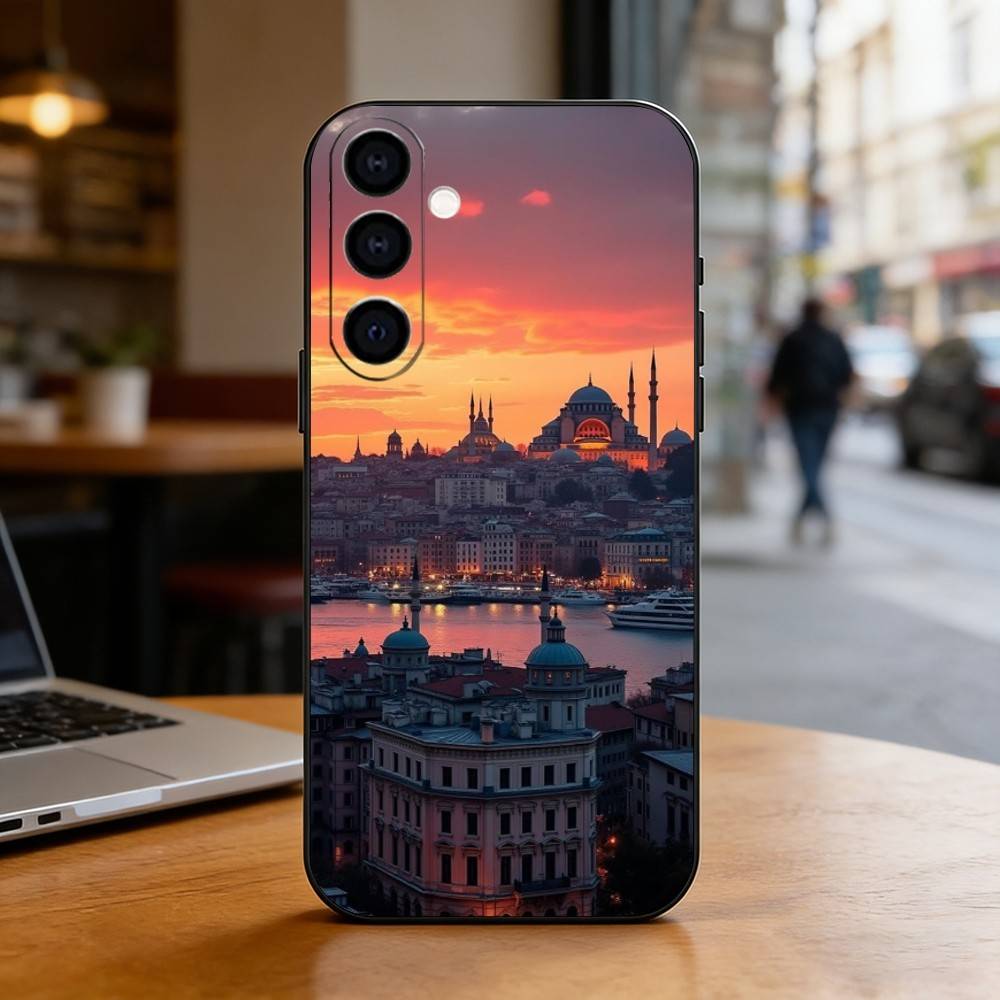 S-SceneryS Istanbul T-Turkey Phone Case Black Silicone Soft For Samsung Galaxy A73,A72,A71,A70,A53,A52,A51