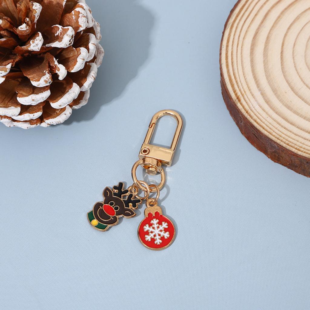 Cartoon Christmas Series Keychain Alloy Drip Oil Decorative Chain Atmosphere Bag Pendant Hanging Decoration