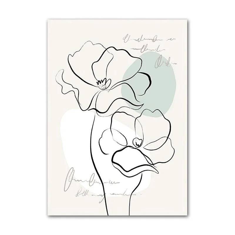 

Nordic Abstract Art Canvas Painting, Summer Poster, Green Lake, Boat, Dandelion Flower, Home Bedroom Decoration, Picture, No Fra 21X30cm No Frame