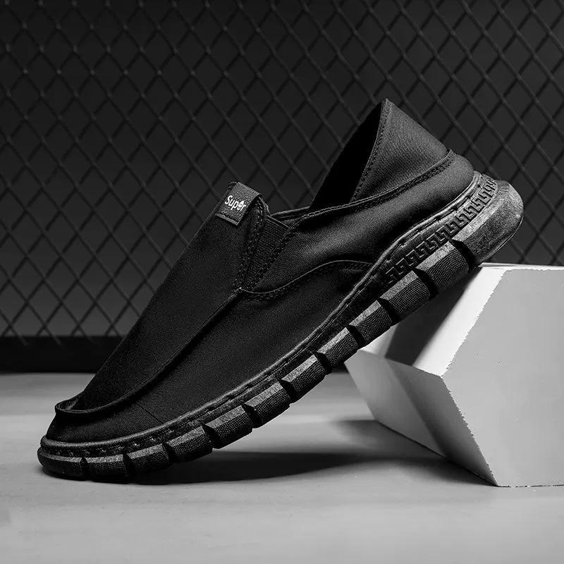 Spring and Autumn New Flat Casual Simple Work Shoes Breathable Solid Color Men's Shoes