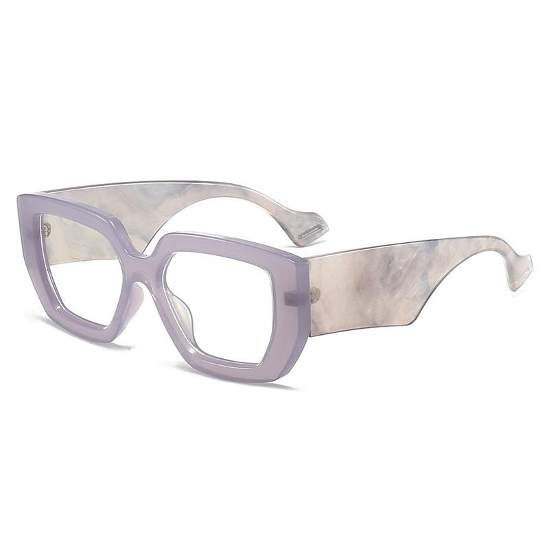 Trendy Thick Frame Oversized Square Glasses Women Men Colorful Wide Legs Eyewear Frame Female Green Optical Transparent Lens
