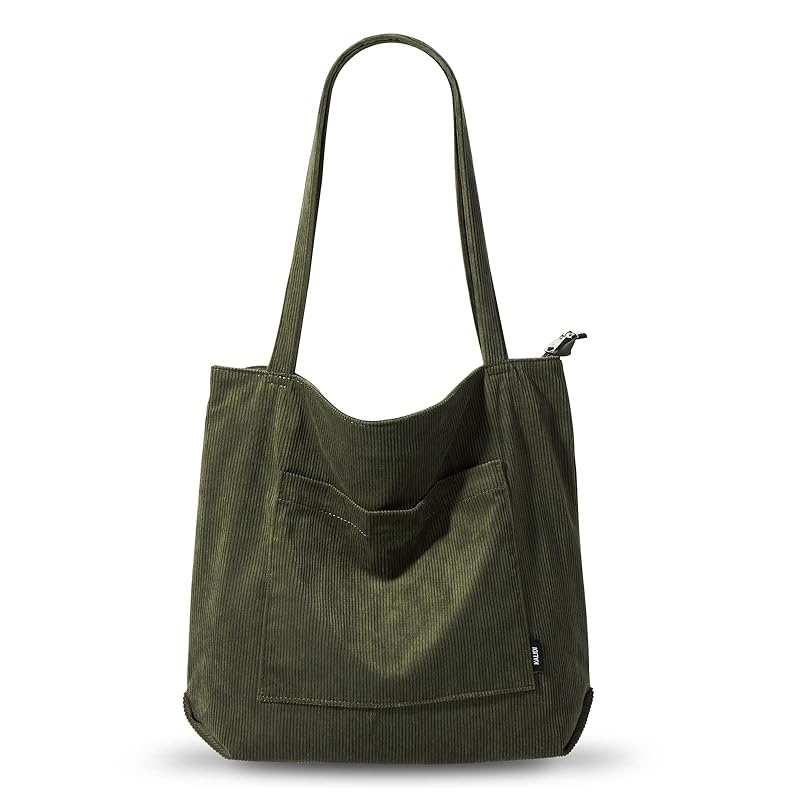 

[KALIDI] tote bag ladies corduroy shoulder bag large capacity shoulder bag Larger lightweight Long handle mothers bag unisex With zipper shopping