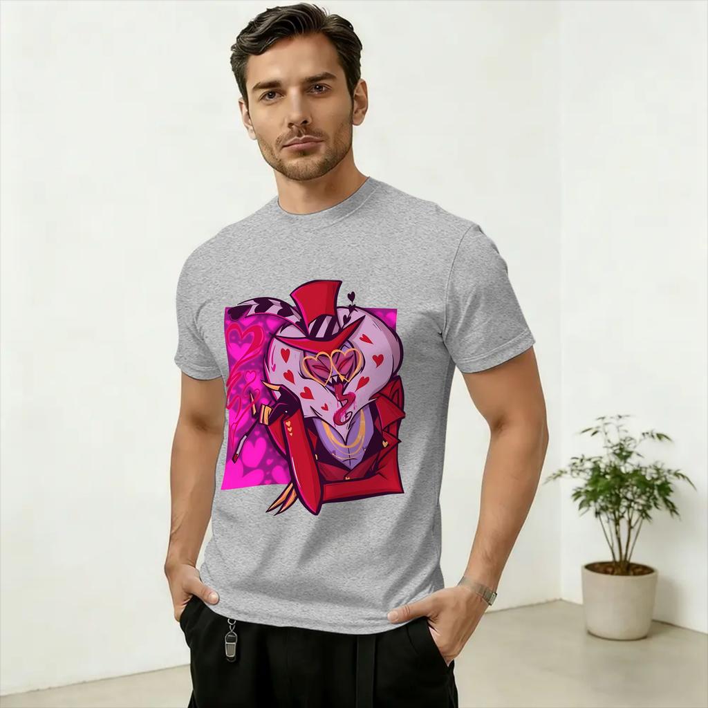 Hazbins Hoteling Vox Solo Metal Cotton TShirt For Unisex Beach Y2K Basic TShirts ONeck Popular Tees Big Size Pattern Clothes