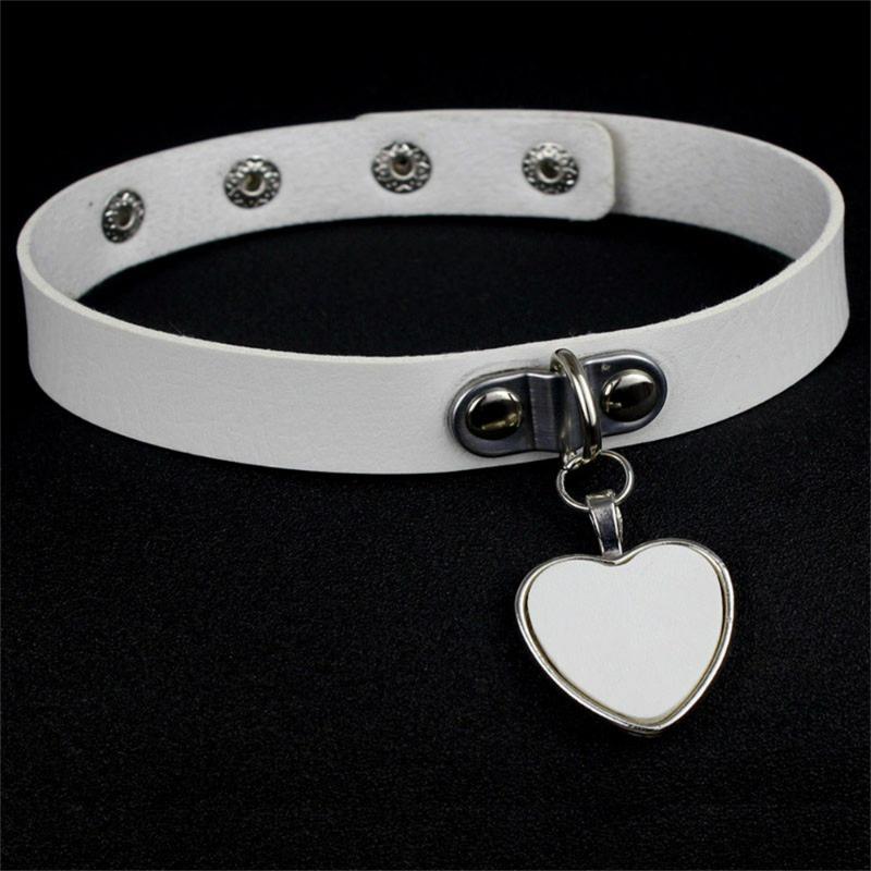 Eco-friendly PU Leather Anime Harajuku Punk Goth Love Peach Heart Pendant Necklace Collar Leather Necklace Necklace