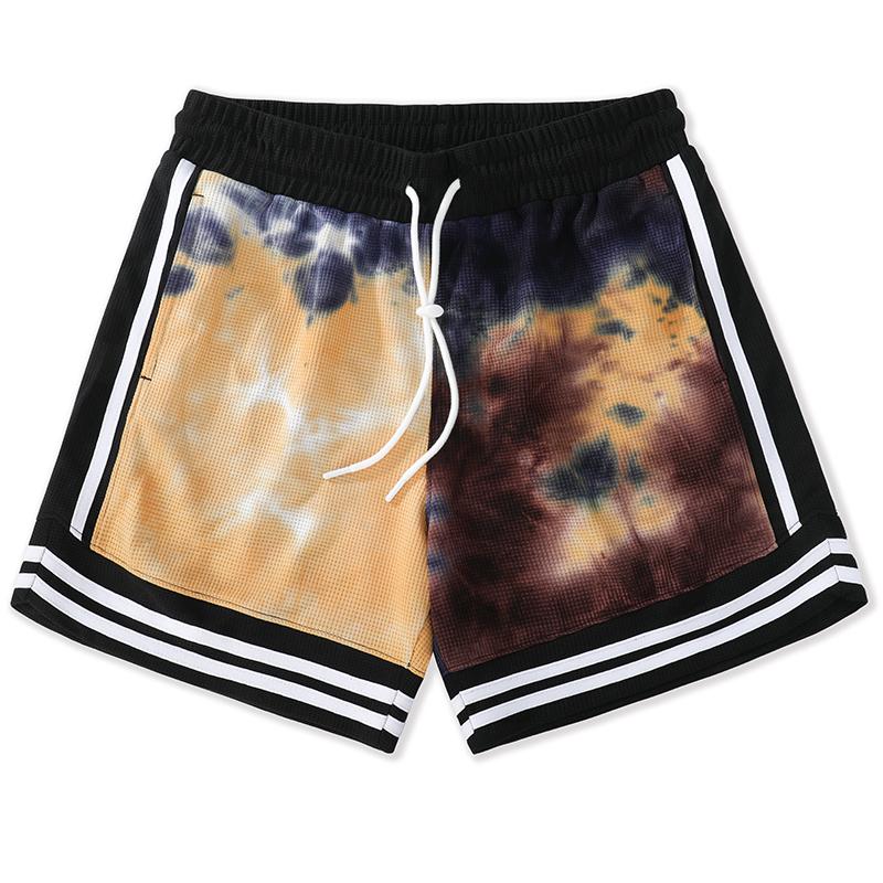 Męskie spodenki do biegania w stylu tie-dye, kolorowe, z hawajskim nadrukiem, spodnie plażowe z kieszeniami, codzienne spodenki sportowe, odzież treningowa
