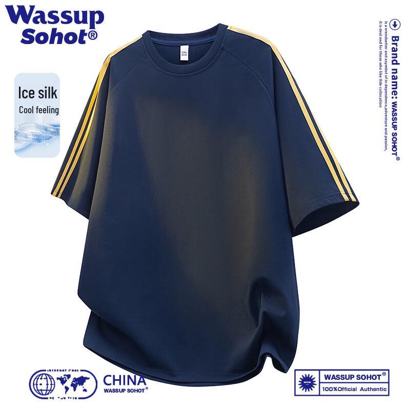 Wassup Sohot Men s Ice Silk Short Sleeve T-Shirt 2XL