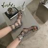Europe and America Peep Toe Rome Flat Bottom Casual Sandals  2024 New Fashion Zebra Pattern Hollow Out Shoes for Women Summer