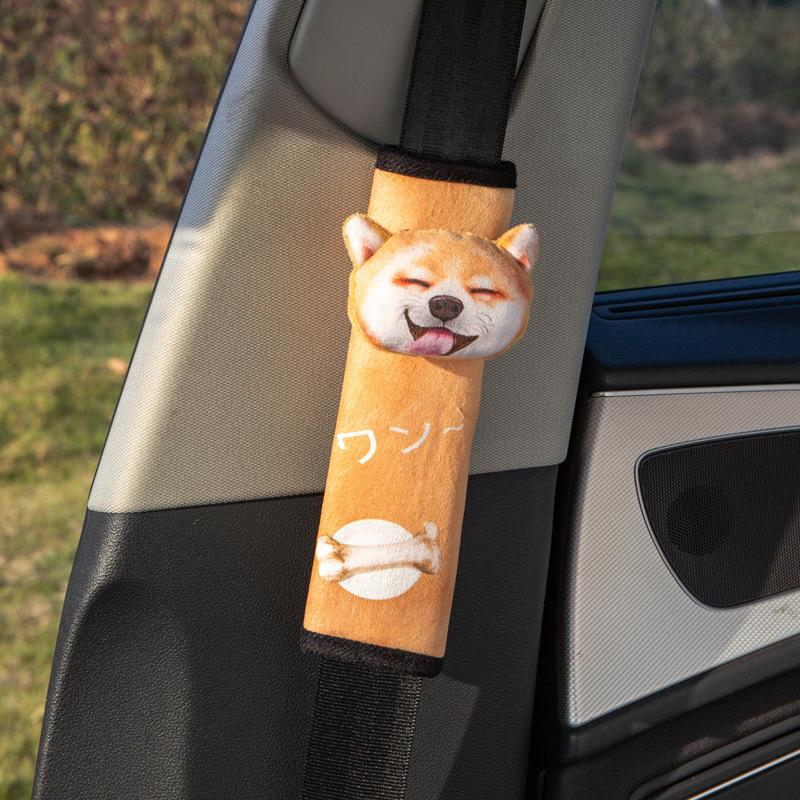 Funny Cat and Dog Seat Headrest Car Shoulder Pad Set Neck Protection Pillow Cute Cartoon Car Interior