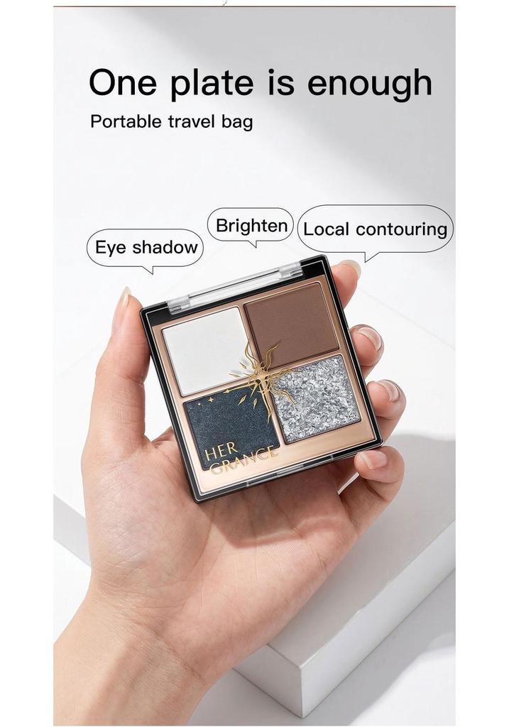 Moon Shadow Sunlit 4-Color Eyeshadow Palette: Waterproof, Sweatproof, Long-Lasting, Easy To Apply, Versatile for Everyday Use.