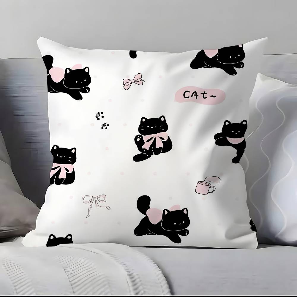 Cute Cartoon Little Black Cat Pillow Case Pillowcase Soft Skin Friendly & Comfortable With A Hidden Zipper