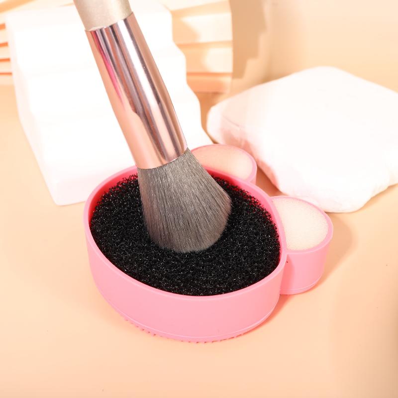 Herramienta de Limpieza de Brochas de Maquillaje ,1 Pieza de Silicona Linda Portátil con Forma de Oso Limpiador de Brochas de Maquillaje Para Prevenir Residuos de Maquillaje