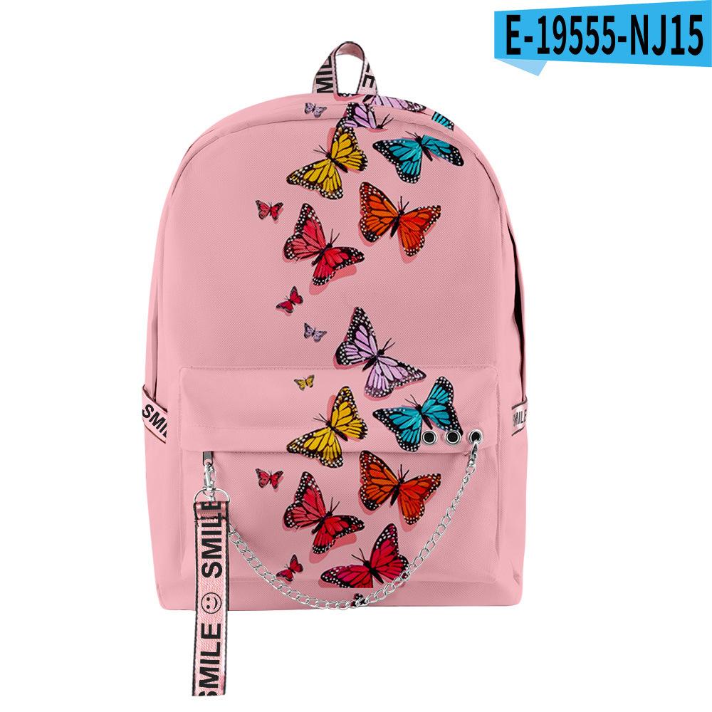 Cartoon Youthful School Bags Unisex Funny Butterfly Travel Bags 3D Print Oxford Waterproof Notebook Shoulder Backpacks