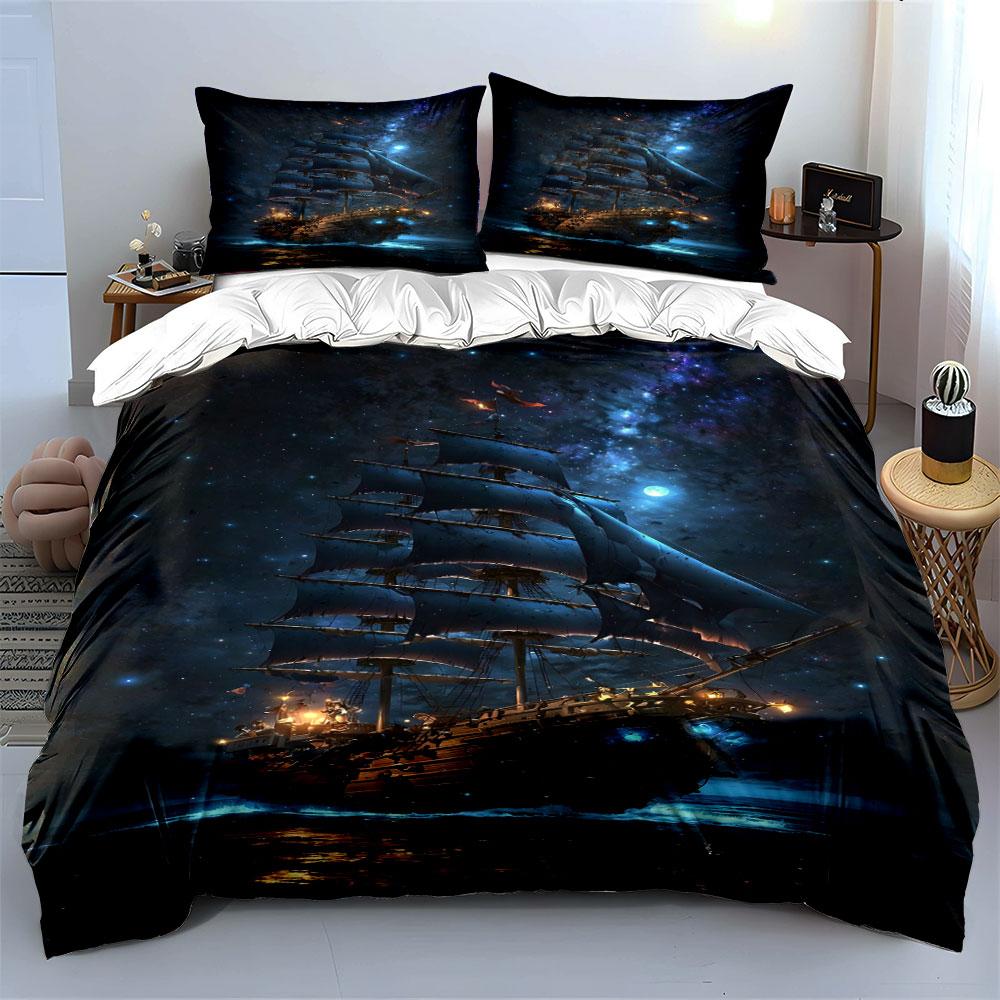 Sailing ship and stars. Bedding sets Duvet cover sets Duvet covers Pillowcases(1 * Duvet Cover 2 * Pillowcases without duvet insert)