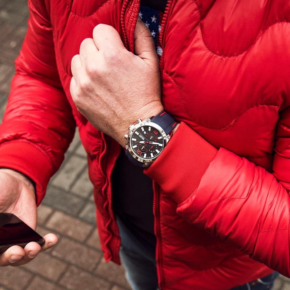 Megir Men's Analogue Sport Chronograph Luminous Quartz Watch with Fashion Silicone Strap 2063