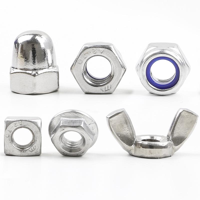 304 Stainless Steel Anti-Loosening Hex, Square, Flange, Cap, Butterfly Nut Set