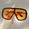Large-framed, one-piece, European-style fashionable sunglasses, high-end and casual, unisex windproof sunglasses
