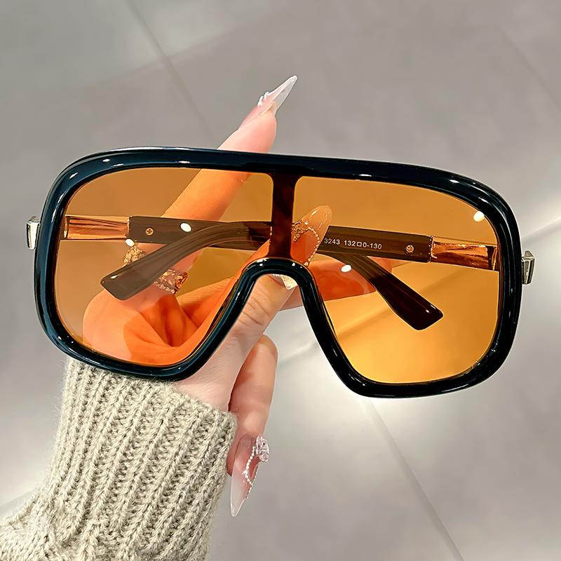Large-framed, one-piece, European-style fashionable sunglasses, high-end and casual, unisex windproof sunglasses