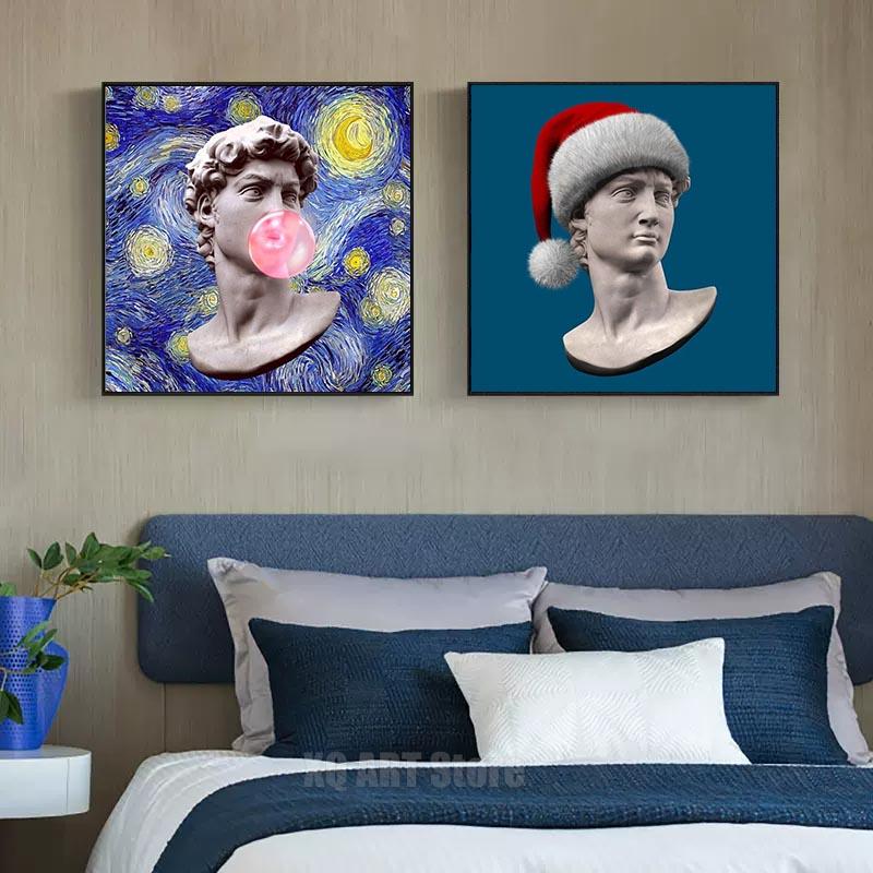 Modern Apollo Marble Sculpture Canvas Painting David Popolo Posters and Prints Wall Prints Canvas Pictures Home Room Decoration