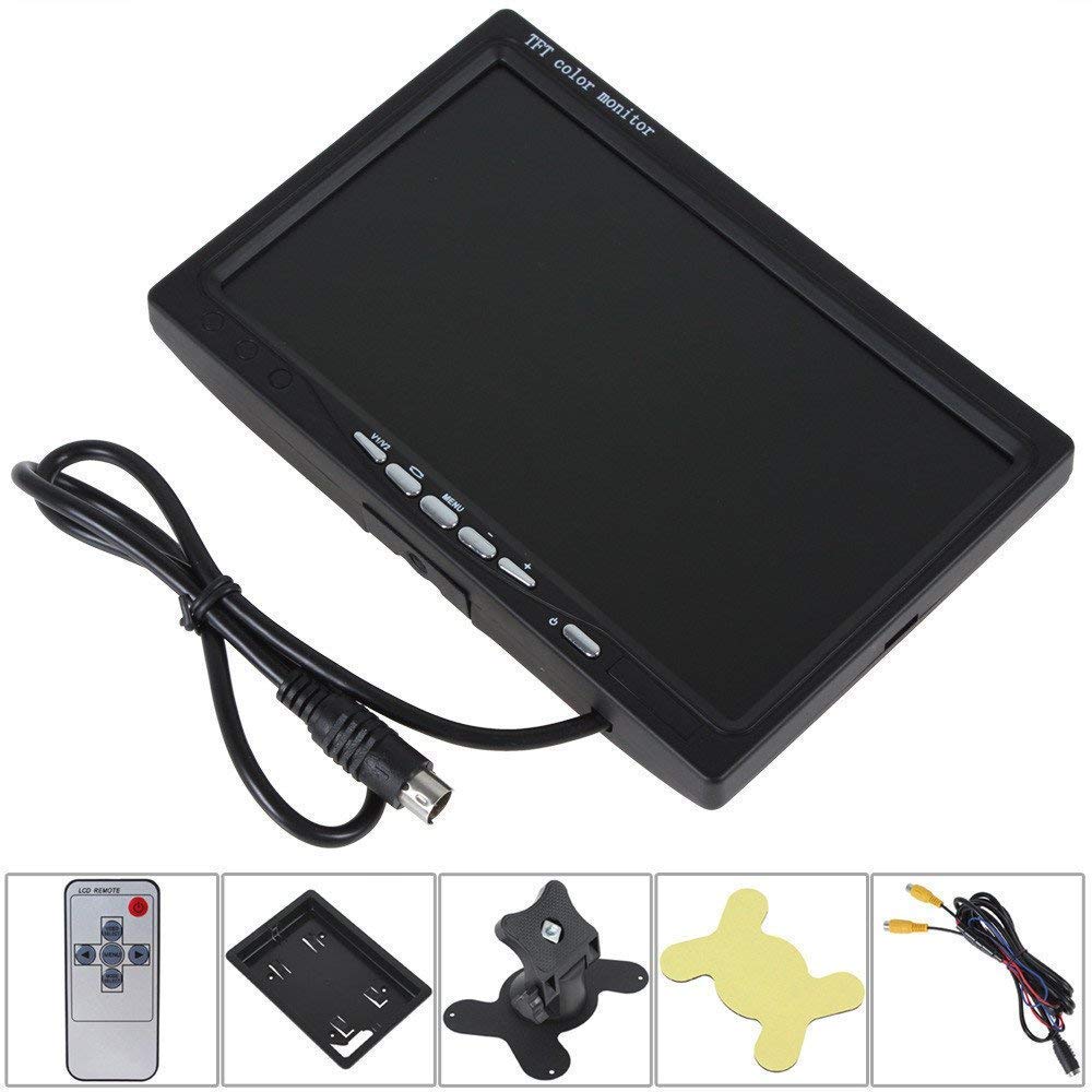 OBEST LCD 24V to 12V Remote Control Direct Power Backup Dual Video Headrest Monitor Frame 7-inch On-Dash Monitor, Compatible, Switchable, Connection,