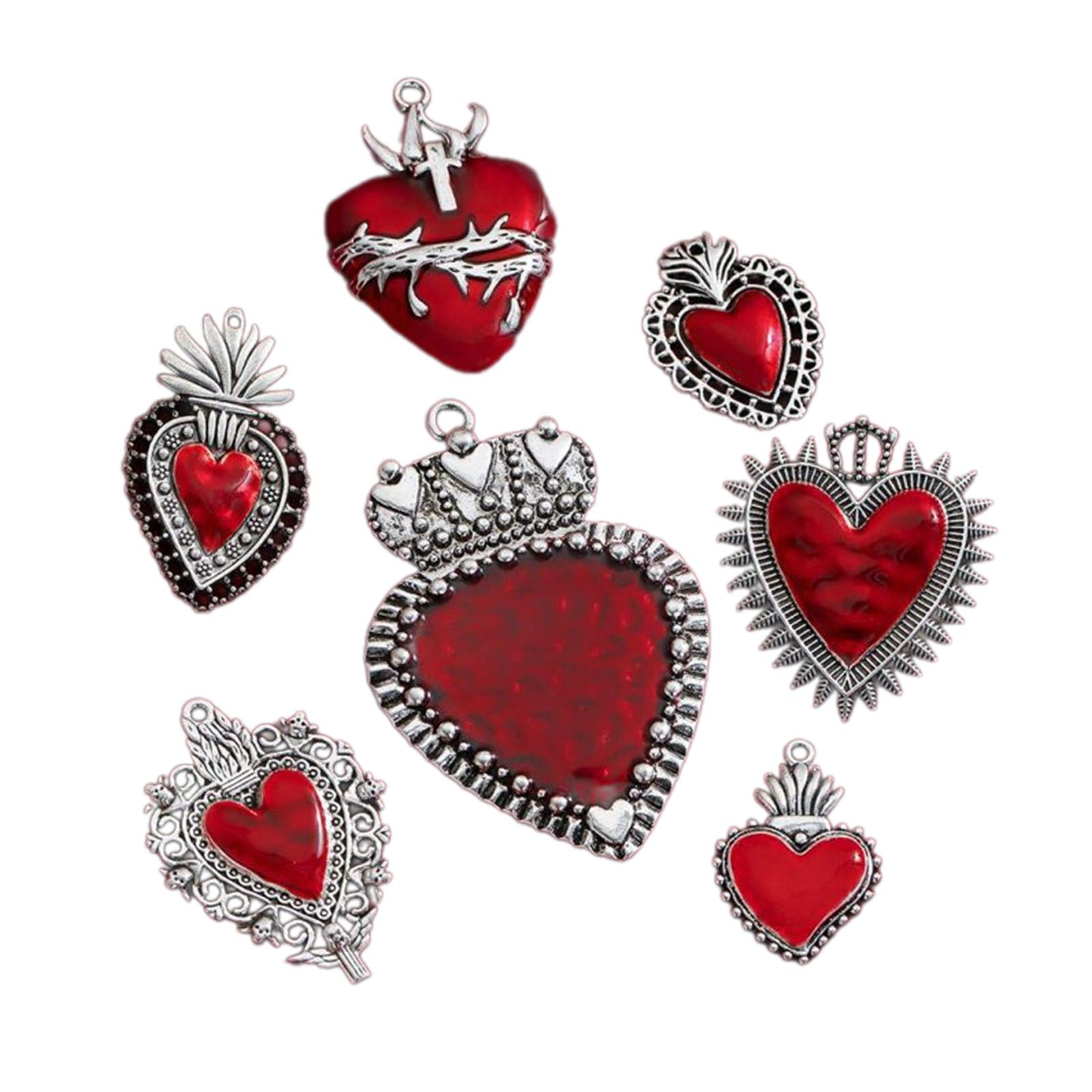 

7 шт. Винтажные металлические подвески в форме сердца, шармы, готическая бижутерия, DIY аксессуары для самостоятельного изготовления ожерелья, браслета, серег
