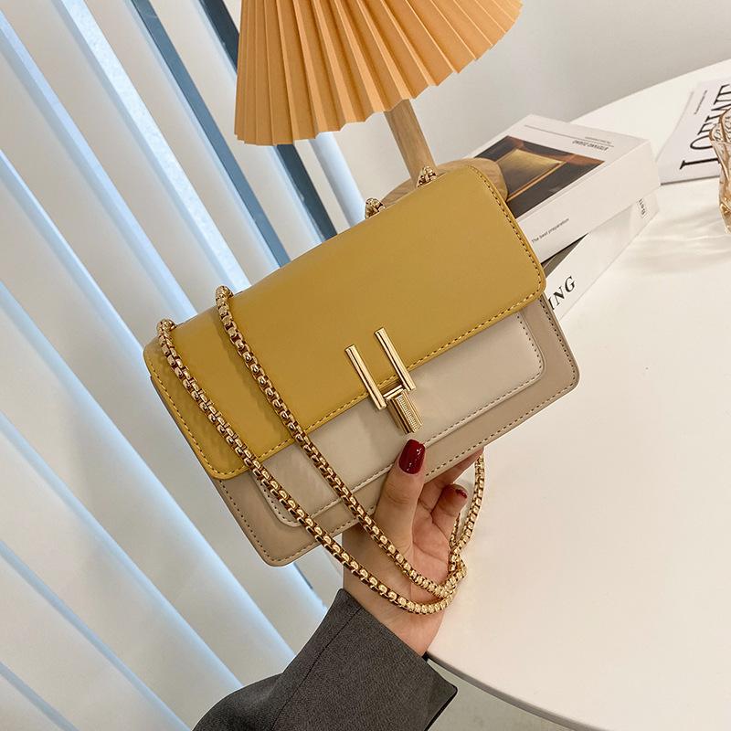 Temperament Contrasting Color Women's Bag New Trendy Fashion Casual Messenger Bag Chain Shoulder Bag Bag