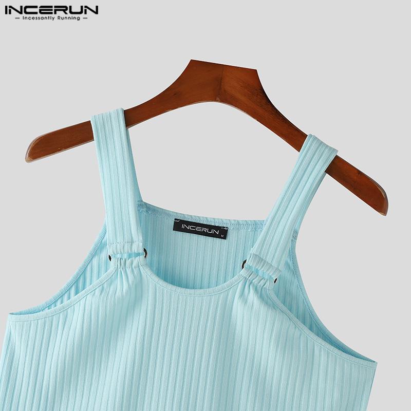 INCERUN Pánská žebrovaná vesta bez rukávů ležérní tílka slim fit