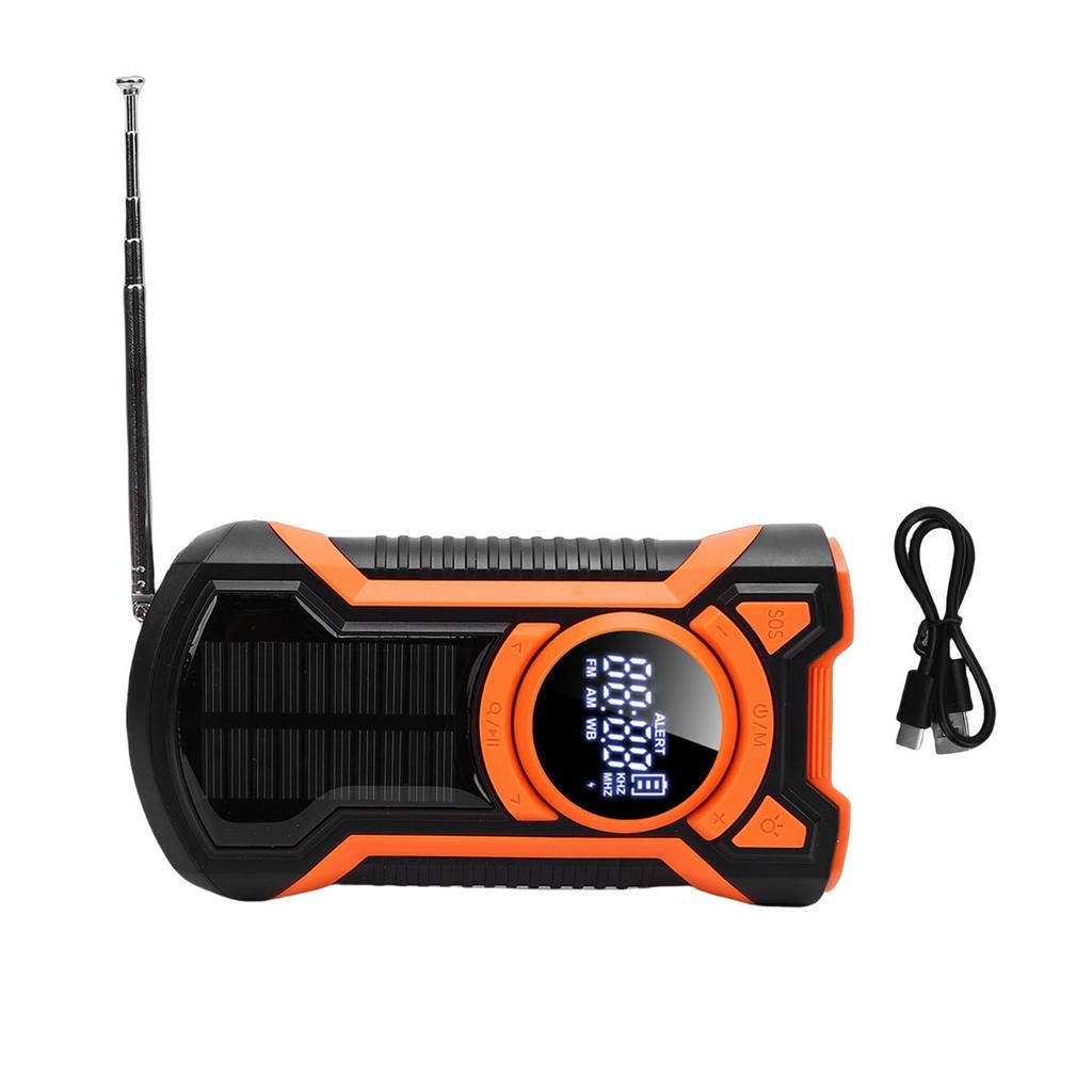 Emergency Hand Crank Radio Water Proof Bluetooth Solar Powered Weather Radio with 5000mAh LED Flashlight for Outdoor