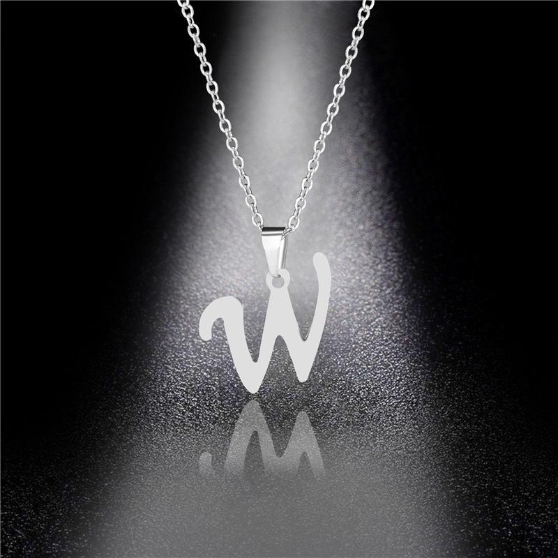 Simple English Letter Necklace Collarbone Chain Women Fashion Jewelry 26 Alphabet Pendant