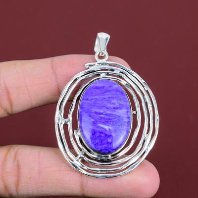 Charoit Anhänger Zarter Edelstein Anhänger 925 Sterling Silber Anhänger Charoit Schmuck Handgefertigter Anhänger Geschenke Für Frauen Neuestes Design Schmuck