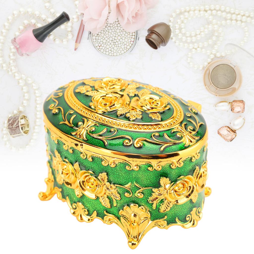 Metal Jewelry Box Vintage Zinc Alloy Decorative Easy To Maintain Keepsake Box for Necklace Earring