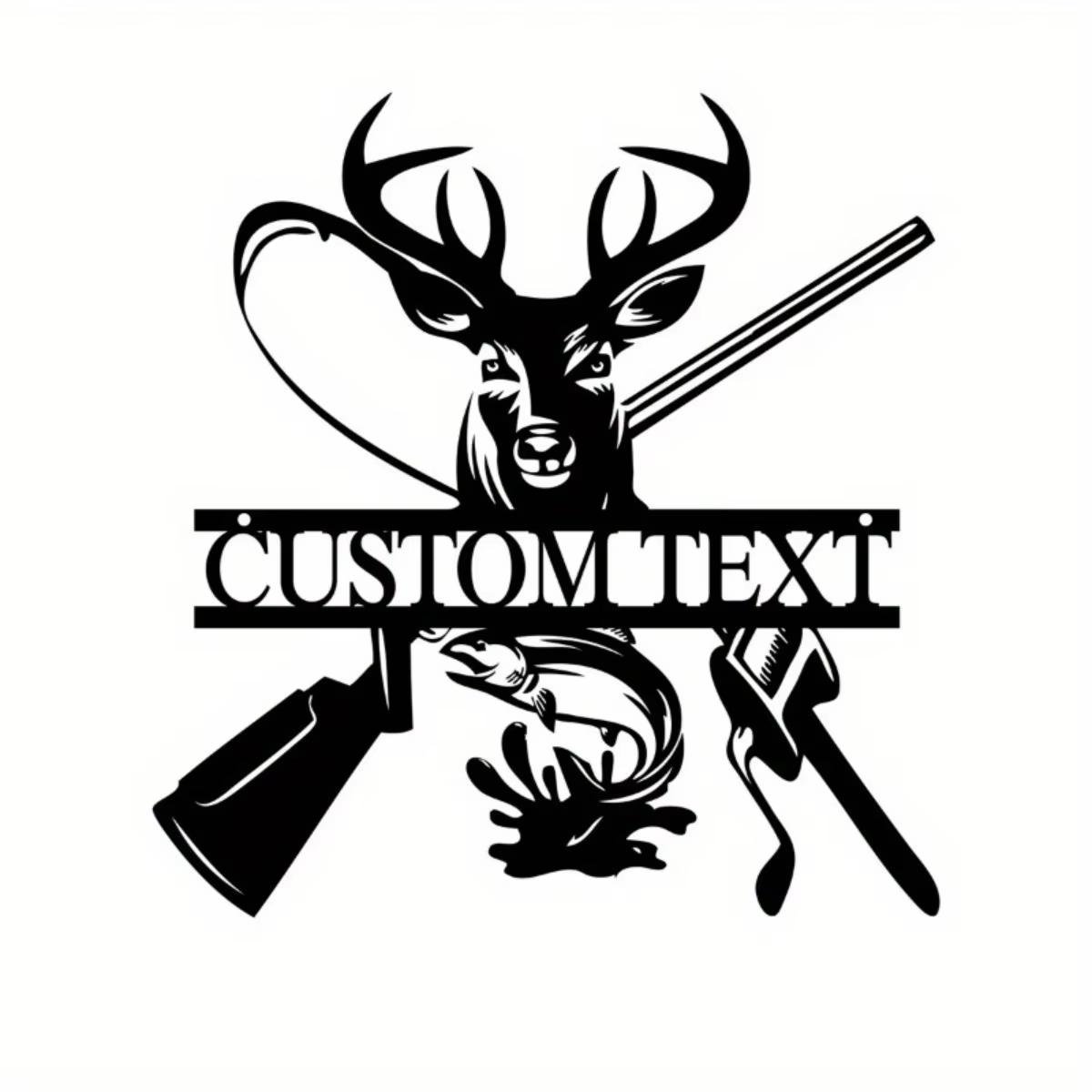 

Customized Deer Hunting Fish Hook Metal Sign, Cabin Wall Decor for Hunter Enthusiasts, Striking Gift S чёрный
