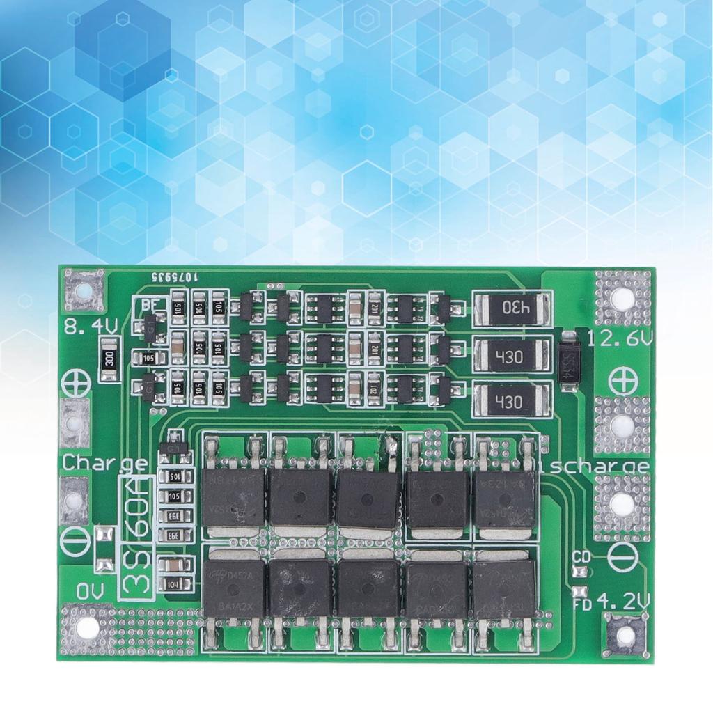 Akkuschutzplatine Ausgleichsladung Entlademodul 3S 60A 12.6V BMS für Lithiumbatterie