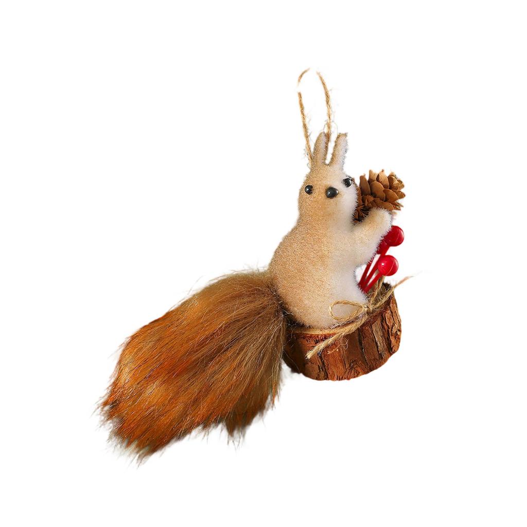 Realistic Squirrel Ornament With Foam Pinecone Christmas Tree Hanging Decoration for Indoor and Outdoor Holiday Party