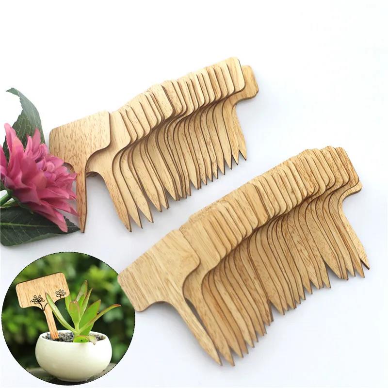 T-Type Wooded Plant Labels Eco-Friendly Garden Bamboo Tags For Seed Potted Herbs Flowers Vegetables Waterproof Signs 2026