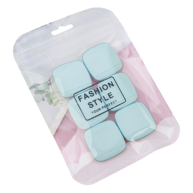 

6 Pieces Mini Finger Powder Puff Sponges Face Cosmetic Accesories For Blending And Concealer Square Makeup Tool синій