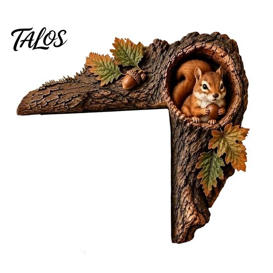 Nature Inspired Home Decor Chipmunk Tree Hollow Door Topper, Woodland Animal Frame Decor, Rustic Wood Bedroom Wall Decoration Corner Ornament
