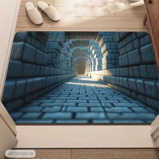 

Gray Stone Front Door Visual Pad 2D Optical Illusion Mud Door Pad Terrace Porch Peeping Entrance Living Room Office Carpets 40cm x 60cm