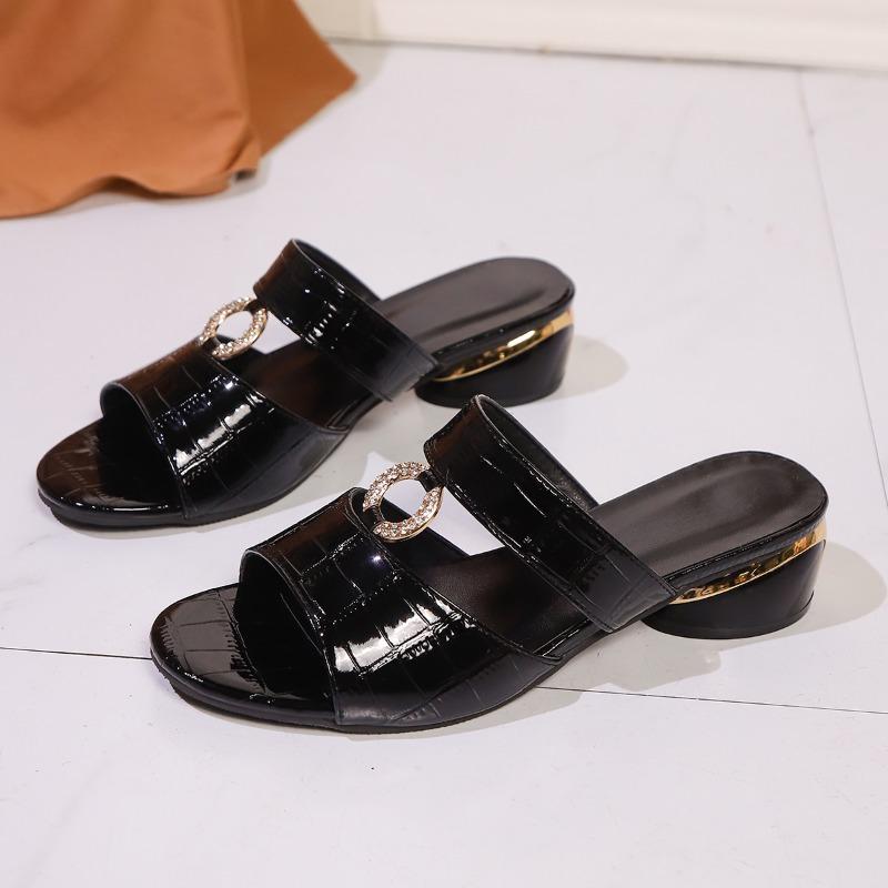 Women Sandals  New Soft Leather Women Shoes Sexy Slippers Female Summer Fashion High Heels Shoes Women Comfortable Sandals