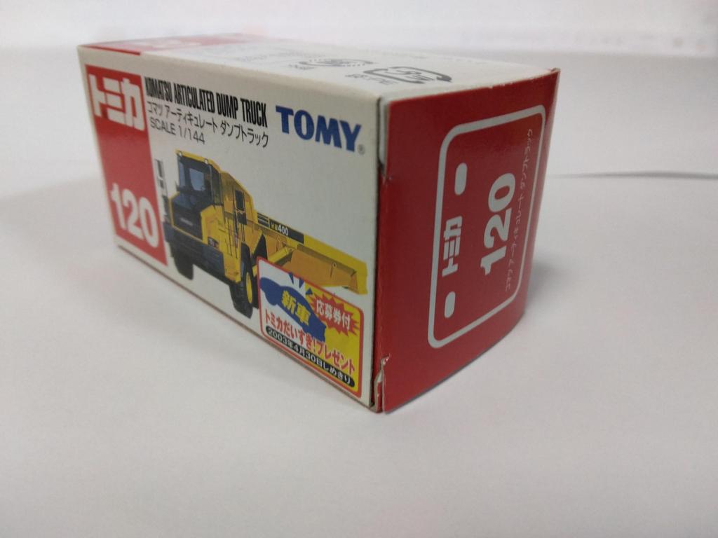 Tomica No. 120 (1/144 scale) Komatsu Articulated Dump Truck, Made in China
