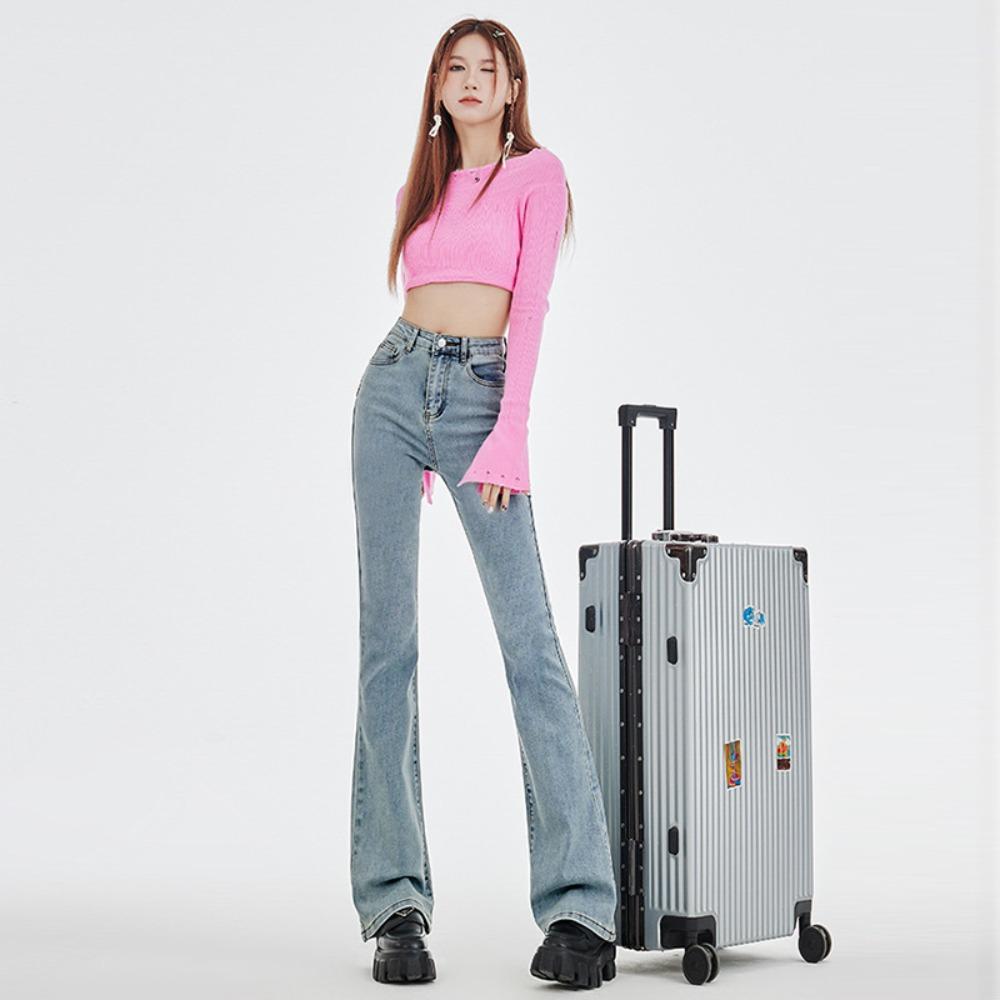 Casual High-waisted Micro-flared Jeans for Women's 2025 New Spring and Autumn Elastic Slim-fitting Horseshoe Pants