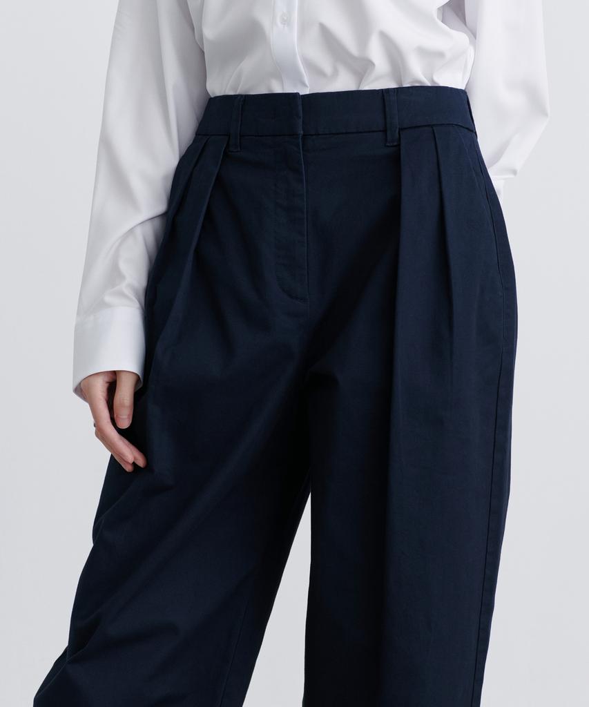 MUSINSA STANDARD WOMAN Women'S Reverse-To-Tuck Wide Chino Pants [Navy]