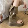 Thick-soled toe sandals women's summer new retro two-wear Roman cool boots, trousers stacked long boots